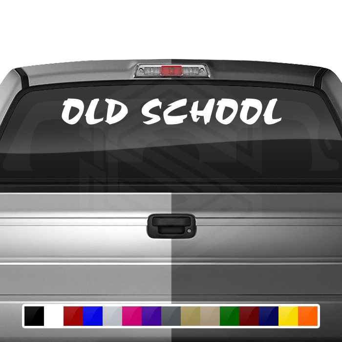 OLD SCHOOL Decal Sticker Windshield Window Vinyl Graphic Banner Text Font-Choc Caps 36"x4.25"+