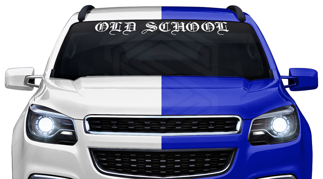OLD SCHOOL Decal Sticker Windshield Window Vinyl Graphic Banner Text Font-Marriage Caps 36"x4.25"+