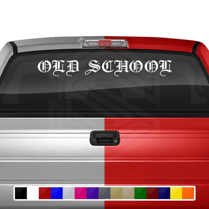 OLD SCHOOL Decal Sticker Windshield Window Vinyl Graphic Banner Text Font-Marriage Caps 36"x4.25"+