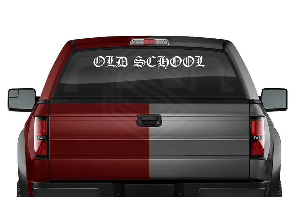 OLD SCHOOL Decal Sticker Windshield Window Vinyl Graphic Banner Text Font-Old English Caps 36"x4.25"+