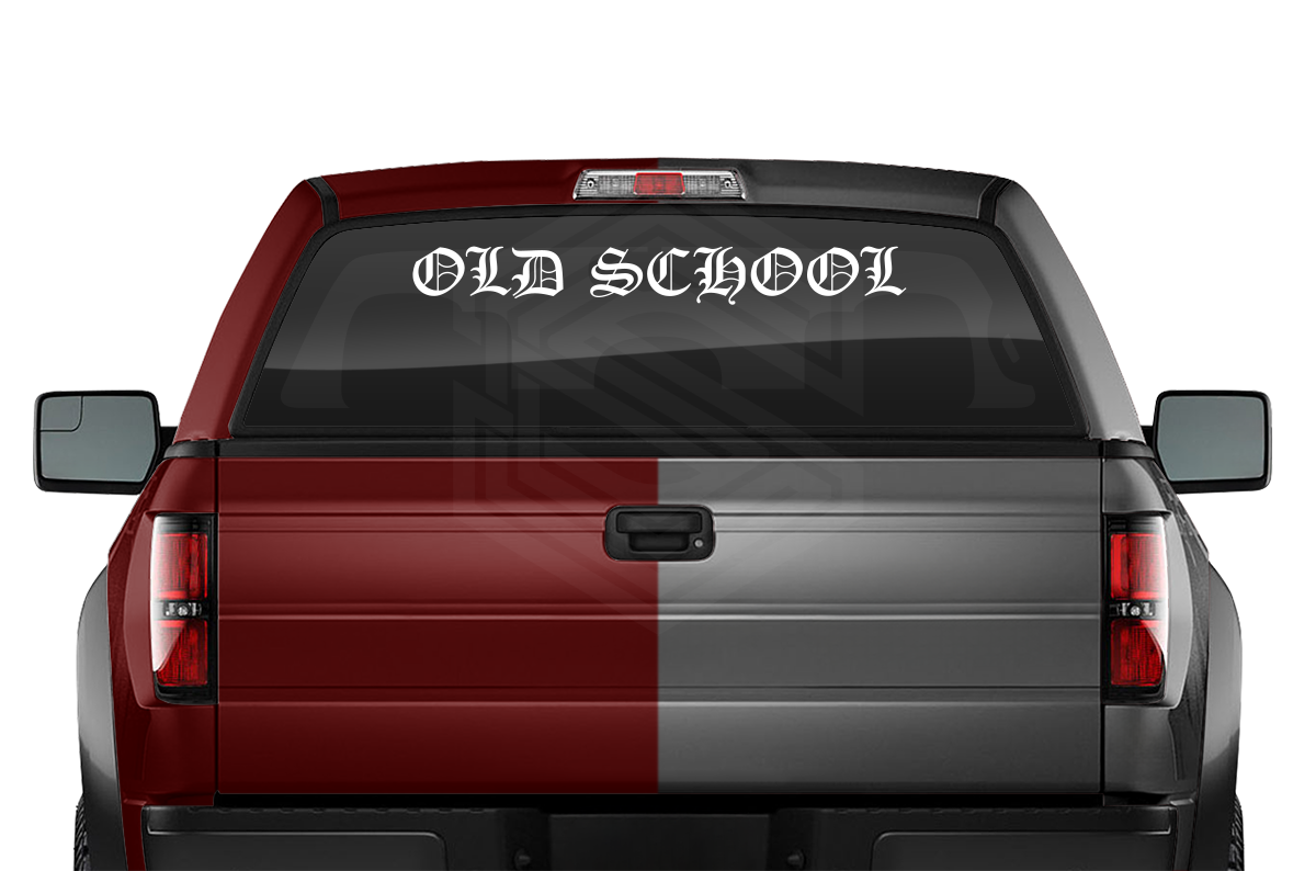 OLD SCHOOL Decal Sticker Windshield Window Vinyl Graphic Banner Text Font-Old English Caps 36"x4.25"+