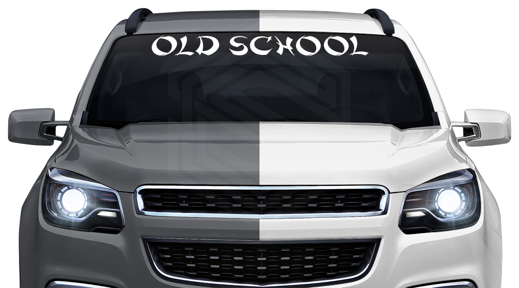 OLD SCHOOL Decal Sticker Windshield Window Vinyl Graphic Banner Text Font-Shanghai Caps 36"x4.25"+