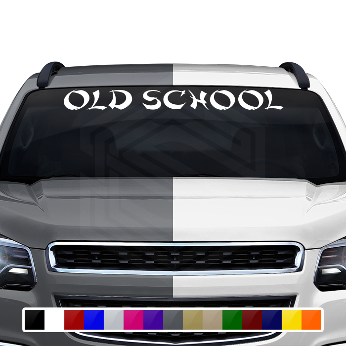 OLD SCHOOL Decal Sticker Windshield Window Vinyl Graphic Banner Text Font-Shanghai Caps 36"x4.25"+