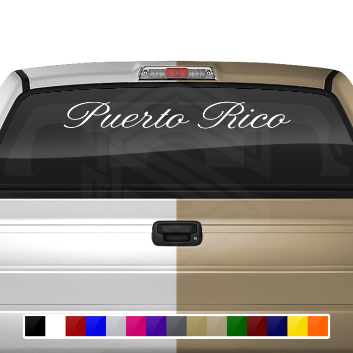 Calcomanía de PUERTO RICO para parabrisas, ventana, vinilo, pancarta gráfica, texto, fuente: Altogscr, 36" x 4.25" +