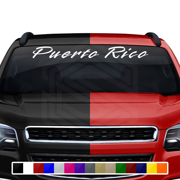 Calcomanía de PUERTO RICO para parabrisas, ventana, vinilo, pancarta gráfica, texto, fuente - Rapier, 36" x 4.25" +
