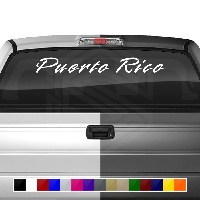 Calcomanía de PUERTO RICO para parabrisas, ventana, vinilo, pancarta gráfica, texto, fuente - Rapier, 36" x 4.25" +