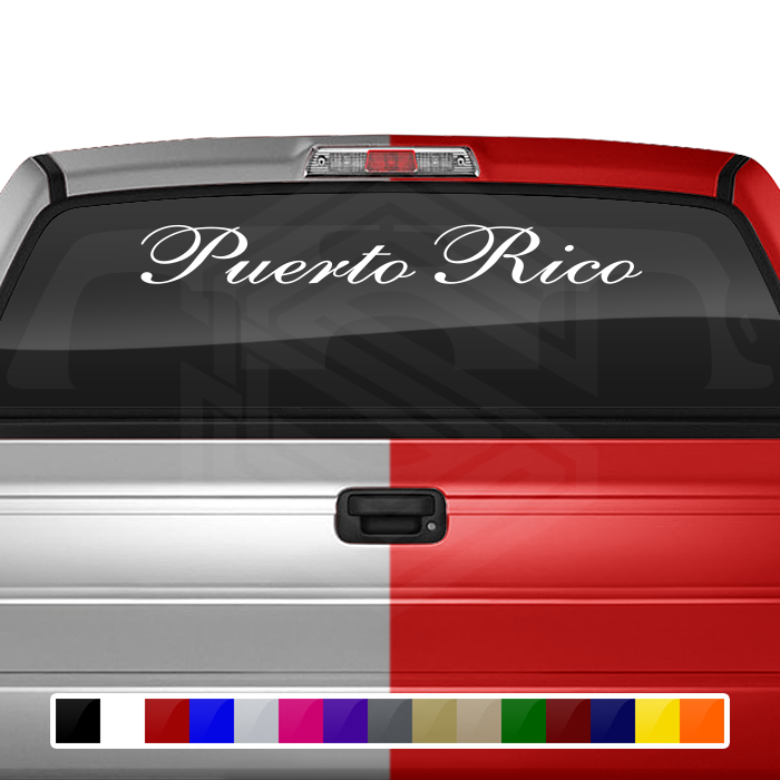 Calcomanía de PUERTO RICO para parabrisas, ventana, vinilo, pancarta gráfica, texto, fuente - Shells1, 36" x 4.25"+