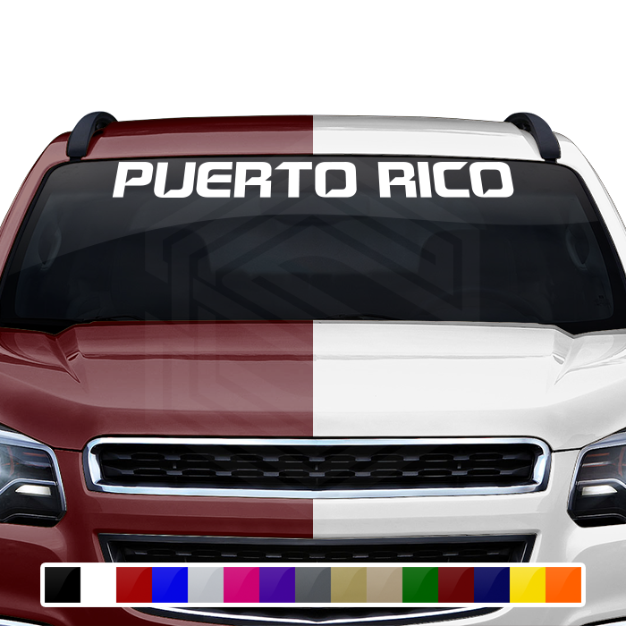 Calcomanía de PUERTO RICO para parabrisas, ventana, vinilo, pancarta gráfica, texto, mayúsculas espaciadas, 36" x 4.25" o más