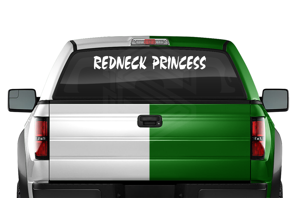 REDNECK PRINCESS Decal Sticker Windshield Window Vinyl Graphic Banner Text Font-Choc Caps 36"x4.25"+