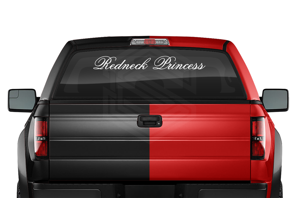 REDNECK PRINCESS Decal Sticker Windshield Window Vinyl Graphic Banner Text Font-Flemiscr 36"x4.25"+