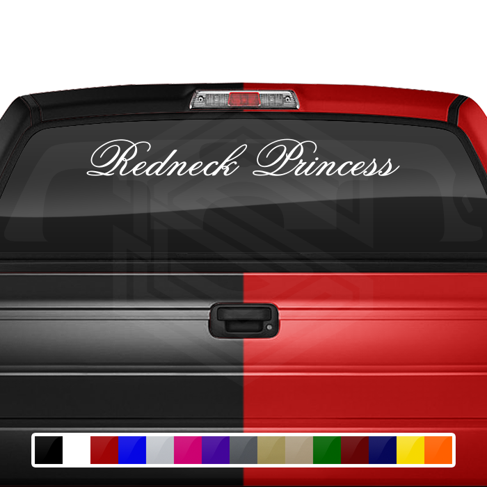 REDNECK PRINCESS Decal Sticker Windshield Window Vinyl Graphic Banner Text Font-Flemiscr 36"x4.25"+