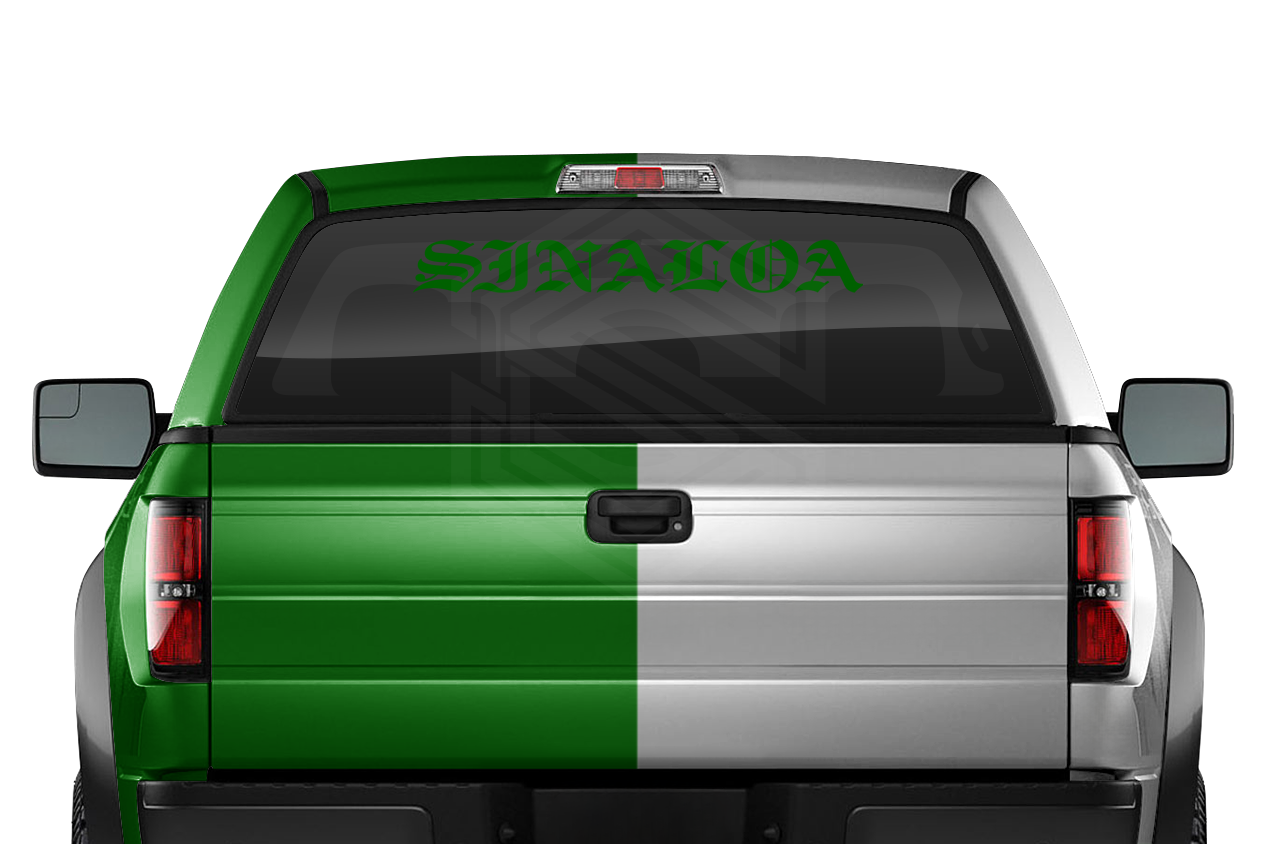 SINALOA SIN Mexico Decal Sticker Windshield Window Vinyl Graphic Banner Text Font-Etch Old English Bold Caps 36"x4.25"+