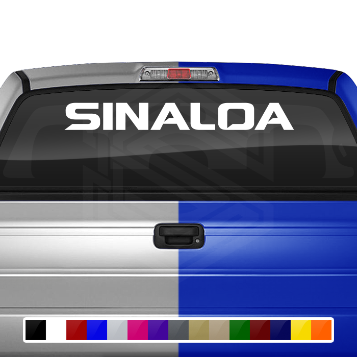 SINALOA SIN Mexico Decal Sticker Windshield Window Vinyl Graphic Banner Text Font-Spaceage Caps 36"x4.25"+