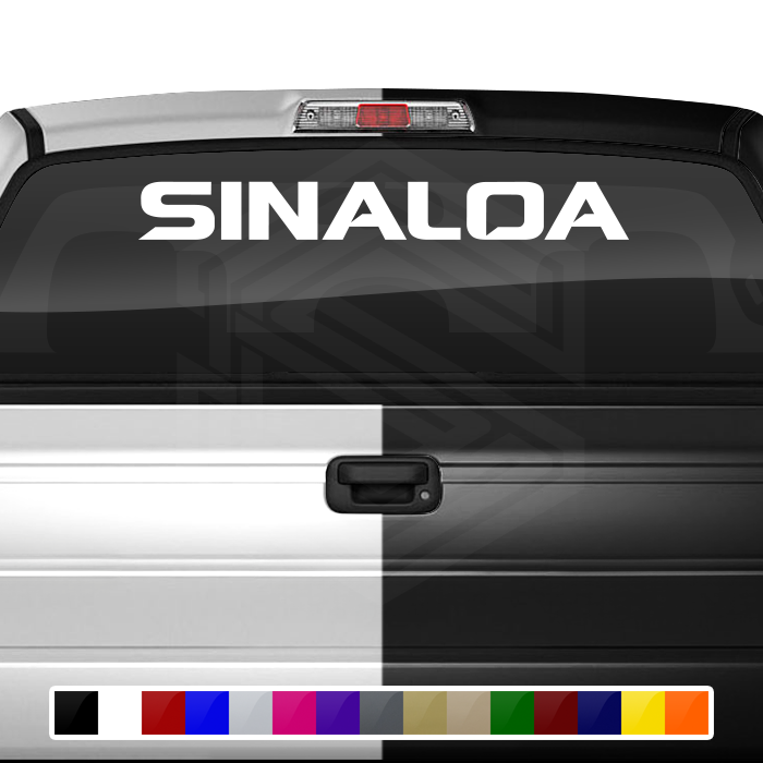SINALOA SIN Mexico Decal Sticker Windshield Window Vinyl Graphic Banner Text Font-Spaceage Caps 36"x4.25"+