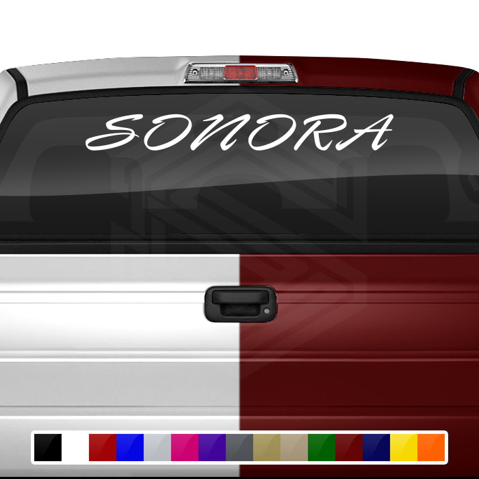 SONORA SON Mexico Decal Sticker Windshield Window Vinyl Graphic Banner Text Font-Rapier Caps 36"x4.25"+