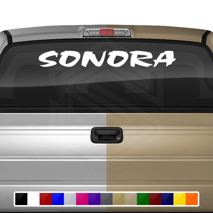 SONORA SON Mexico Decal Sticker Windshield Window Vinyl Graphic Banner Text Font-Choc Caps 36"x4.25"+