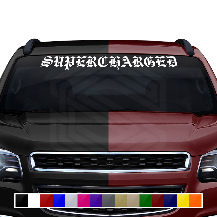 Supercharged Text Supercharged Decal Sticker Windshield Window Vinyl Graphic Banner Text ...