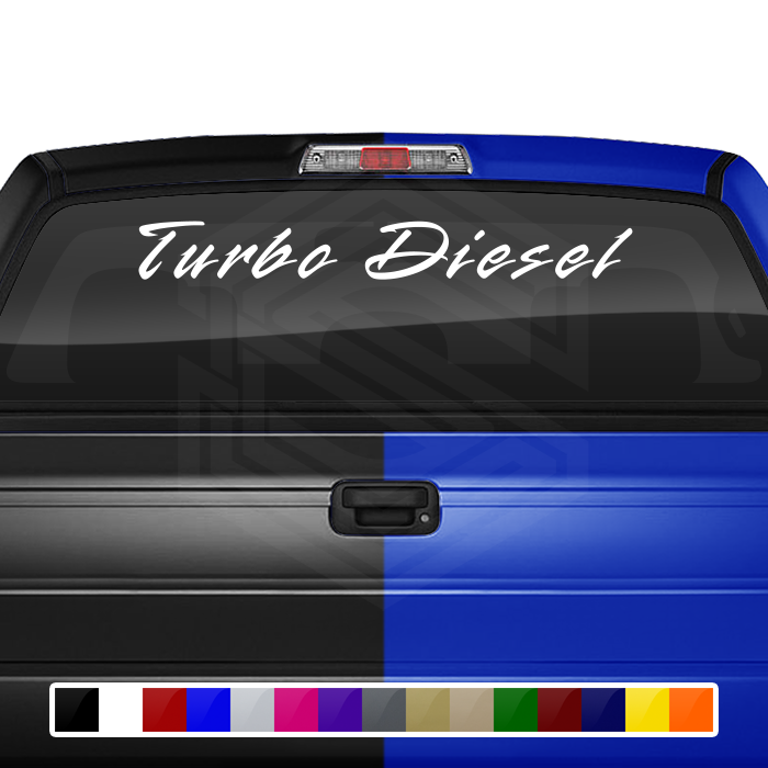TURBO DIESEL Decal Sticker Windshield Window Vinyl Graphic Banner Text Font-Rapier 36"x4.25"+