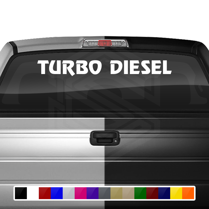 TURBO DIESEL Decal Sticker Windshield Window Vinyl Graphic Banner Text Font-Review Caps 36"x4.25"+