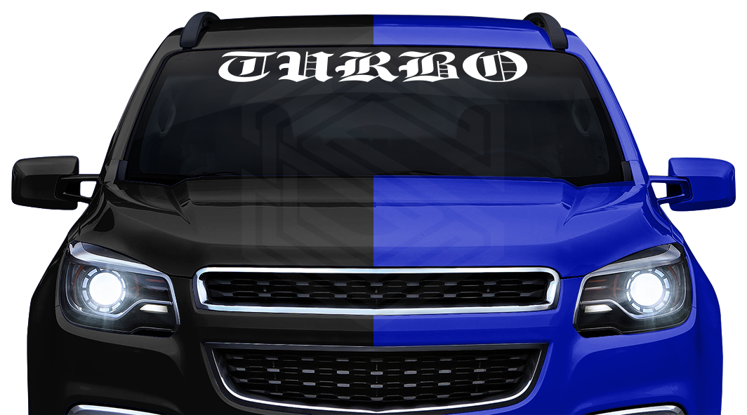 TURBO Decal Sticker Windshield Window Vinyl Graphic Banner Text Font-Etch Old English Bold Caps 36"x4.25"+