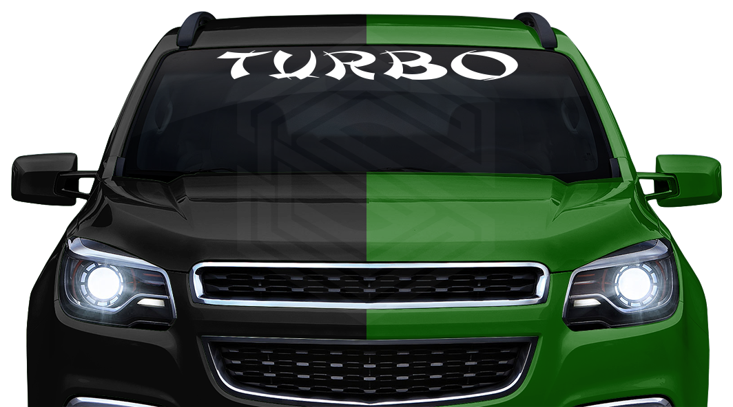 TURBO Decal Sticker Windshield Window Vinyl Graphic Banner Text Font-Shanghai Caps 36"x4.25"+