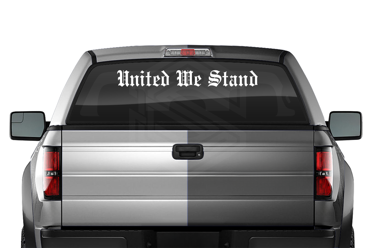 UNITED WE STAND Decal Sticker Windshield Window Vinyl Graphic Banner Text Font-Etch Old English Bold 36"x4.25"+