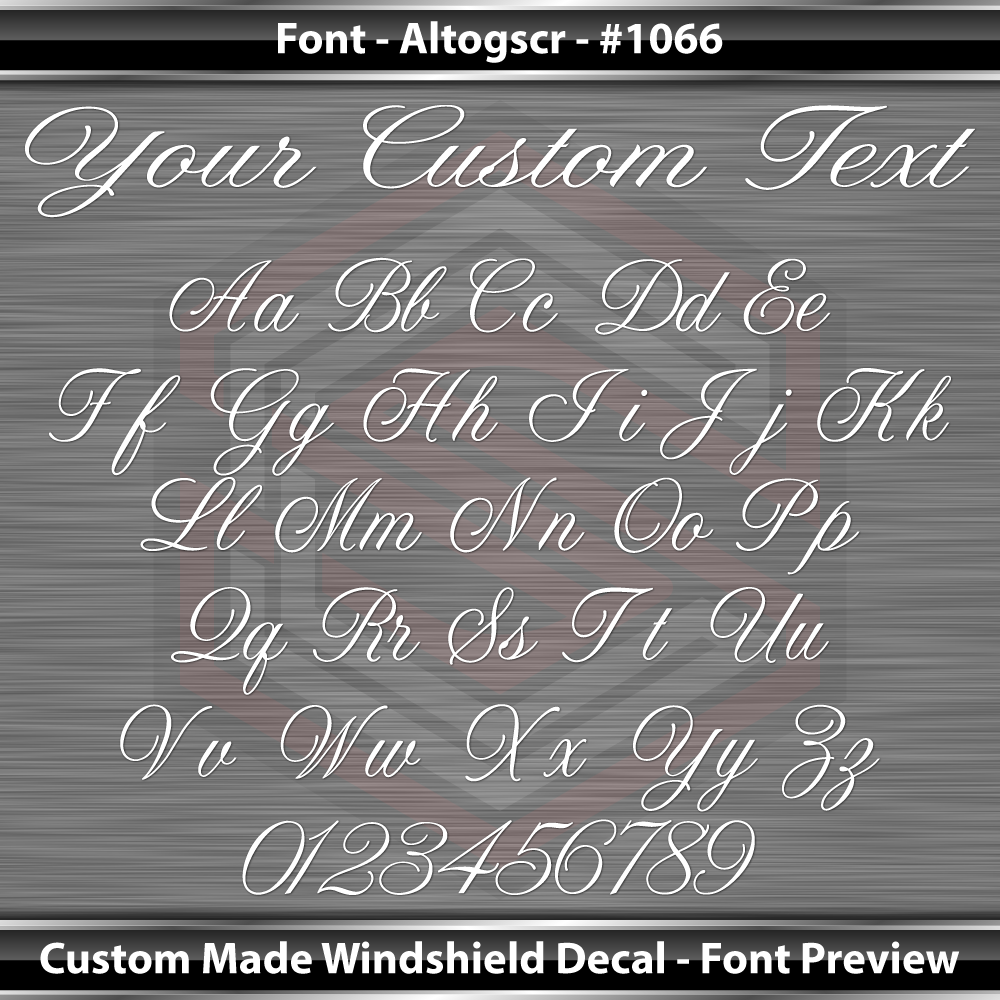 Font Altogscr Script #1066 - CUSTOM PERSONALIZED Name Text Letters Decal Sticker Windshield Window Vinyl Graphic Banner 36"x4.25"+