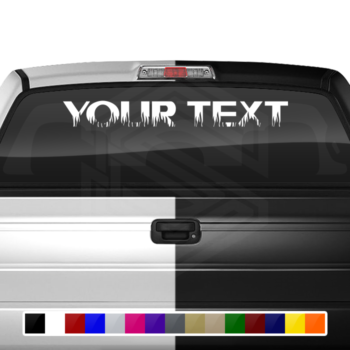 Font Flame #1117 - CUSTOM PERSONALIZED Name Text Letters Decal Sticker Windshield Window Vinyl Graphic Banner 36"x4.25"+
