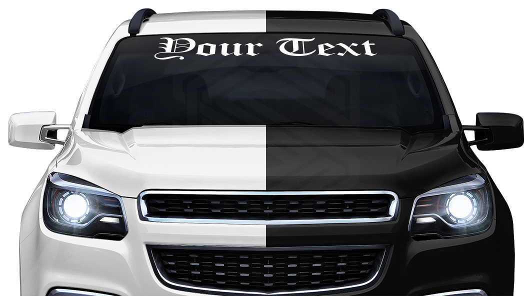 Font Old English #1051 - CUSTOM PERSONALIZED Name Text Letters Decal Sticker Windshield Window Vinyl Graphic Banner 36"x4.25"+