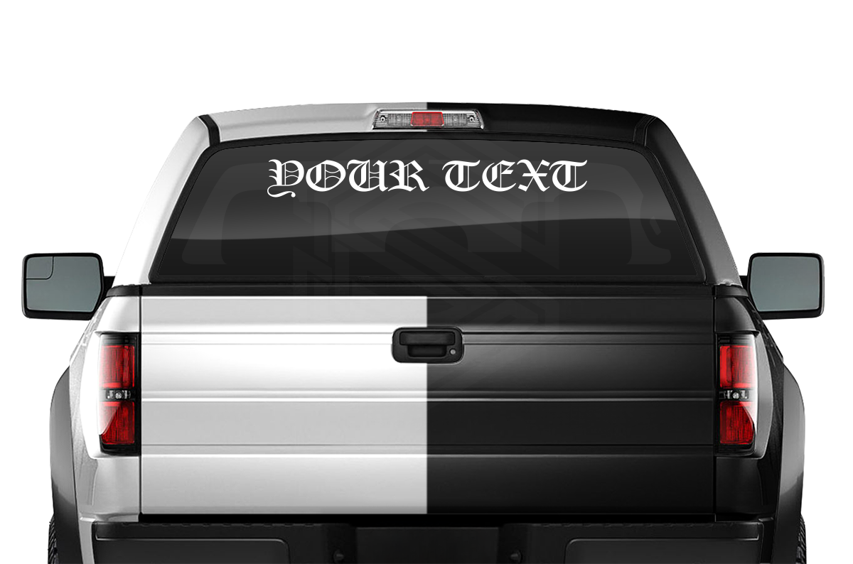 Font Old English #1051 - CUSTOM PERSONALIZED Name Text Letters Decal Sticker Windshield Window Vinyl Graphic Banner 36"x4.25"+