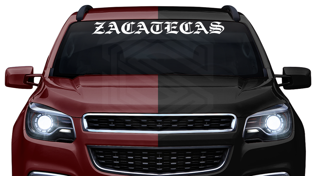 ZACATECAS ZAC Mexico Decal Sticker Windshield Window Vinyl Graphic Banner Text Font-Etch Old English Bold Caps 36"x4.25"+