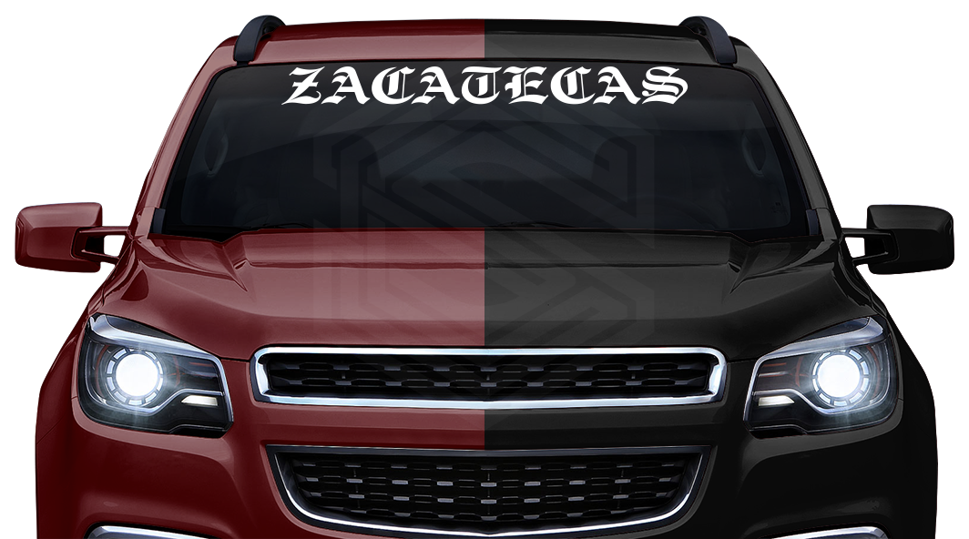 ZACATECAS ZAC Mexico Decal Sticker Windshield Window Vinyl Graphic Banner Text Font-Etch Old English Bold Caps 36"x4.25"+