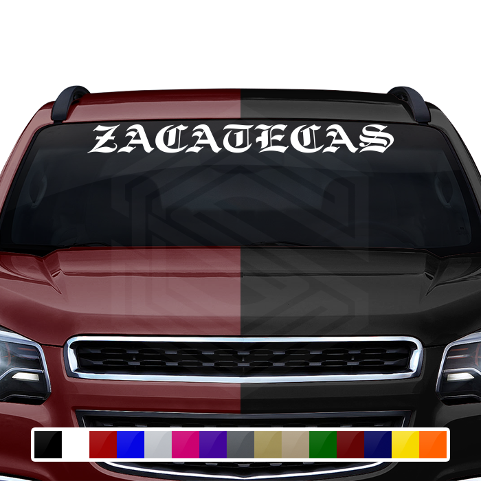 ZACATECAS ZAC Mexico Decal Sticker Windshield Window Vinyl Graphic Banner Text Font-Etch Old English Bold Caps 36"x4.25"+