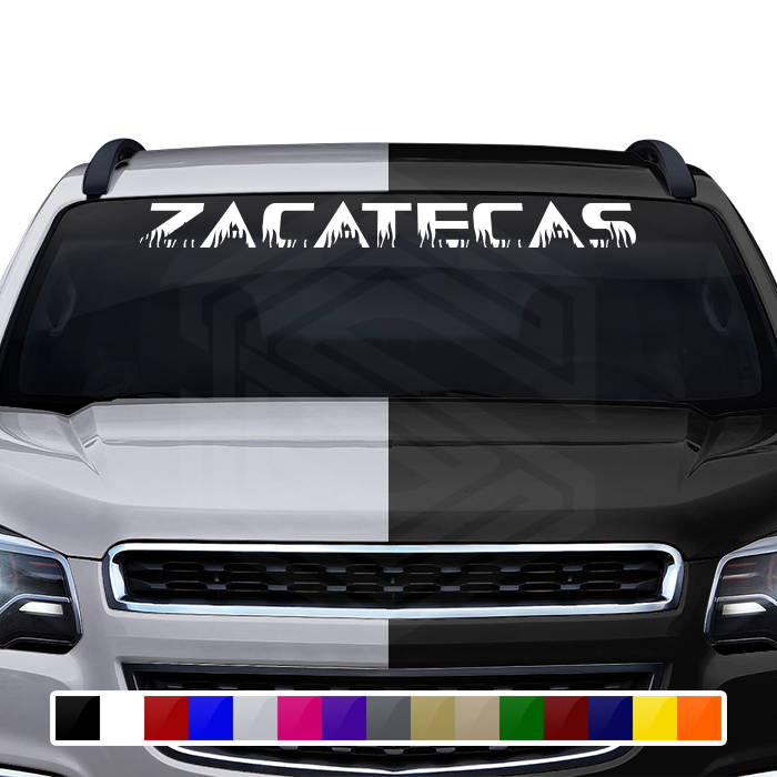 ZACATECAS ZAC Mexico Decal Sticker Windshield Window Vinyl Graphic Banner Text Font-Flame Caps 36"x4.25"+