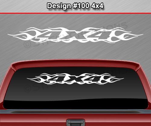 Design #100 4x4 - Windshield Window Flame Flaming Vinyl Sticker Decal Graphic Banner Truck 36"x4.25"+