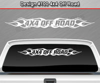Design #100 4x4 Off Road - Windshield Window Flame Flaming Vinyl Sticker Decal Graphic Banner Truck 36"x4.25"+
