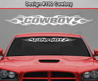 Design #100 Cowboy - Windshield Window Flame Flaming Vinyl Sticker Decal Graphic Banner 36"x4.25"+