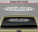 Design #100 Cowgirl - Windshield Window Flame Flaming Vinyl Sticker Decal Graphic Banner 36"x4.25"+
