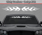 Design #100 - 36"x4.25" + Windshield Window Flame Flaming Vinyl Sticker Decal Graphic Banner