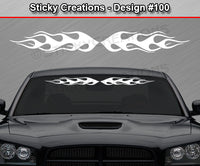 Design #100 - 36"x4.25" + Windshield Window Flame Flaming Vinyl Sticker Decal Graphic Banner