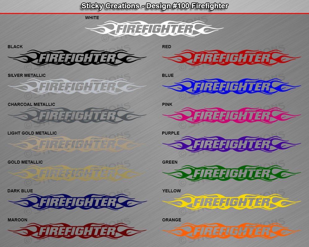 Design #100 Firefighter - Windshield Window Flame Flaming Vinyl Sticker Decal Graphic Banner 36"x4.25"+