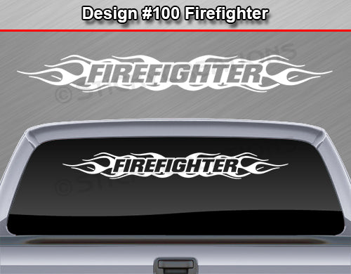 Design #100 Firefighter - Windshield Window Flame Flaming Vinyl Sticker Decal Graphic Banner 36"x4.25"+