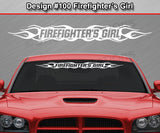 Design #100 Firefighter's Girl - Windshield Window Flame Flaming Vinyl Sticker Decal Graphic Banner 36"x4.25"+