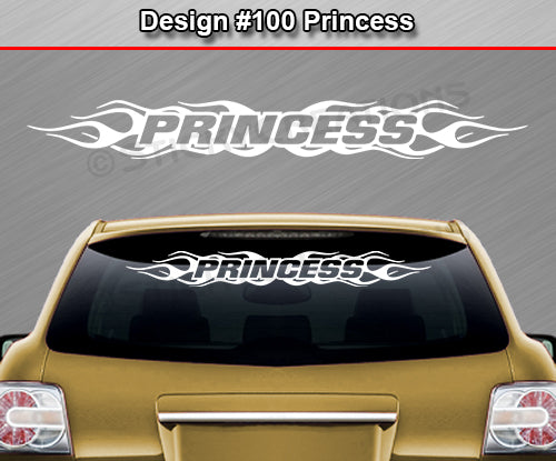 Design #100 Princess - Windshield Window Flame Flaming Vinyl Sticker Decal Graphic Banner 36"x4.25"+