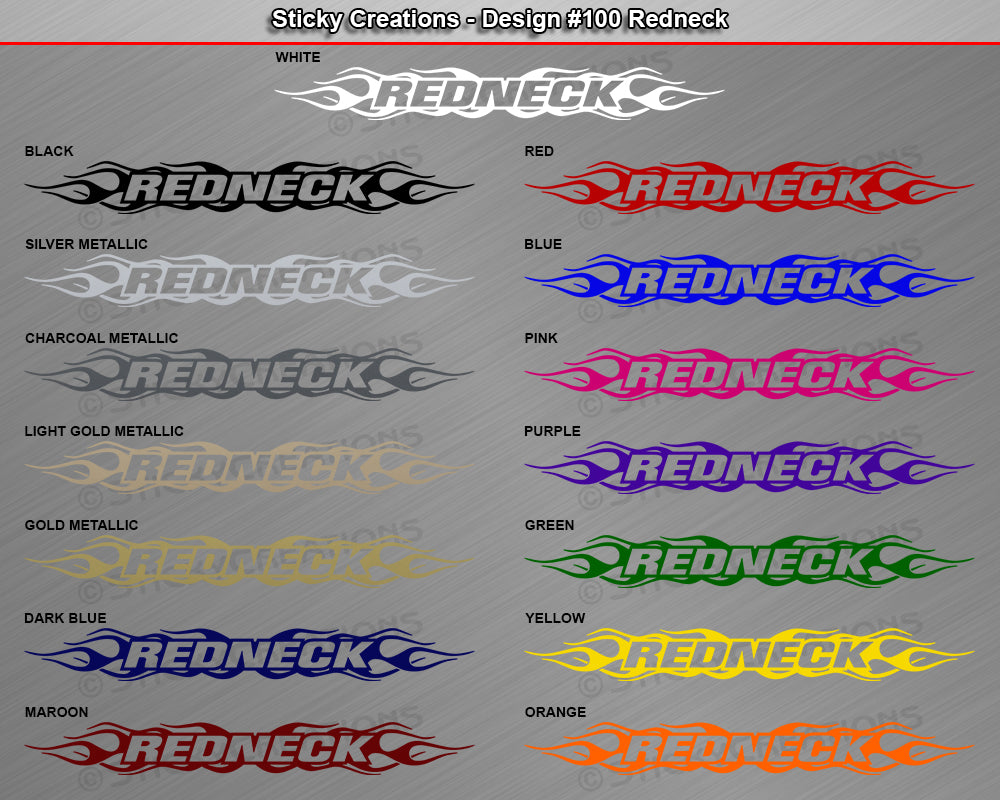 Design #100 Redneck - Windshield Window Flame Flaming Vinyl Sticker Decal Graphic Banner 36"x4.25"+