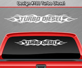 Design #100 Turbo Diesel - Windshield Window Flame Flaming Vinyl Sticker Decal Graphic Banner 36"x4.25"+