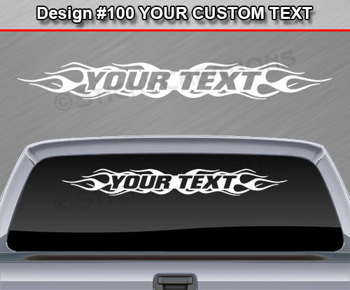 Design #100 Your Text - Custom Personalized Windshield Window Flame Flaming Vinyl Sticker Decal Graphic Banner 36"x4.25"+