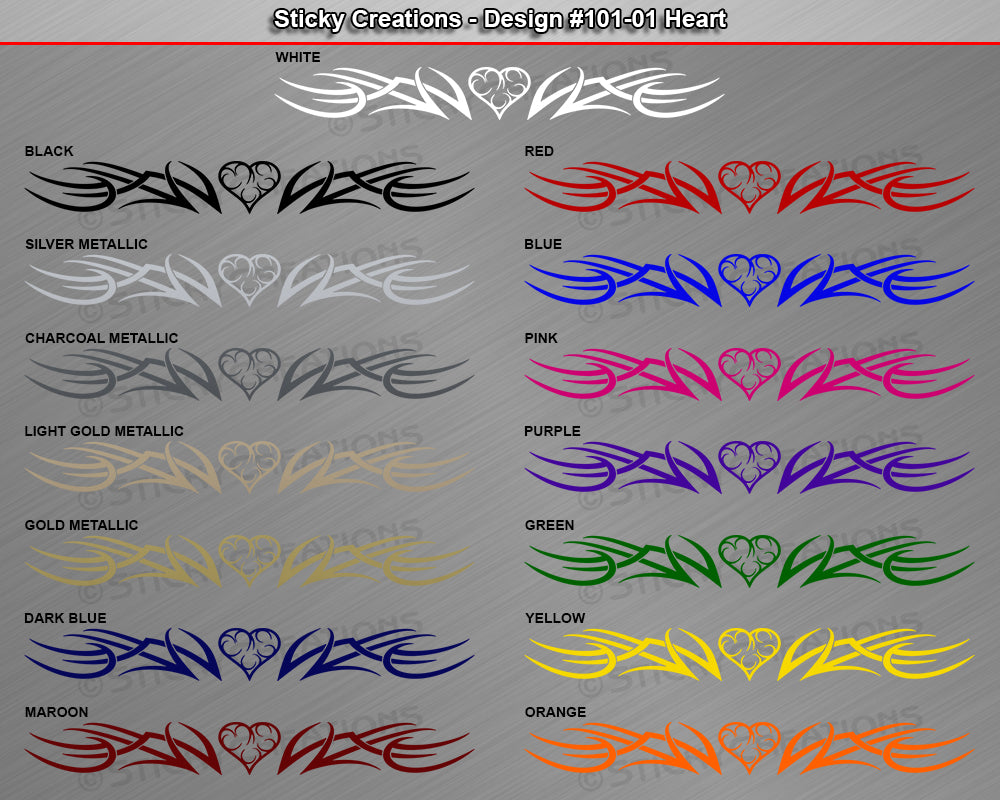 Design #101 Heart - Windshield Window Tribal Accent Vinyl Sticker Decal Graphic Banner 36"x4.25"+