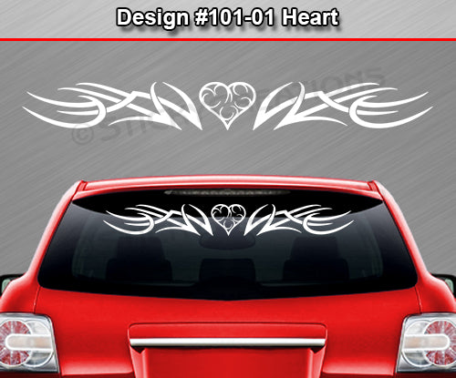 Design #101 Heart - Windshield Window Tribal Accent Vinyl Sticker Decal Graphic Banner 36"x4.25"+