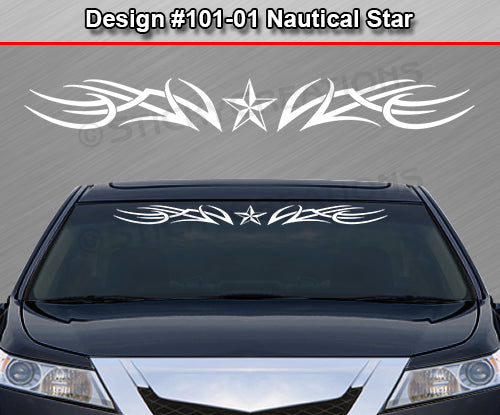 Design #101 Nautical Star - Windshield Window Tribal Accent Vinyl Sticker Decal Graphic Banner 36"x4.25"+